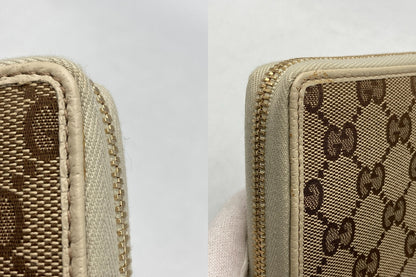 GUCCI グッチ GGキャンバス ラウンドファスナー 長財布 112724 中古 D4