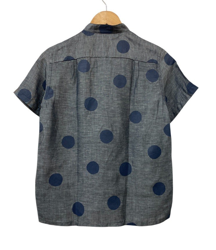 SOU・SOU ソウソウ 京型友禅染 麻混 バンドカラーシャツ 水玉 サイズSS 中古 D4