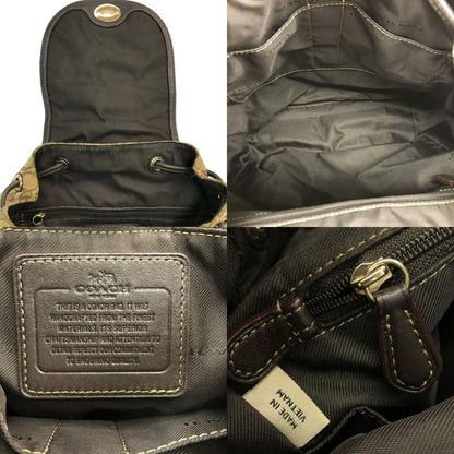 COACH コーチ シグネチャー リュック レディース バックパック デイパック 巾着 ターンロック ベージュ/ブラウン 中古 T1