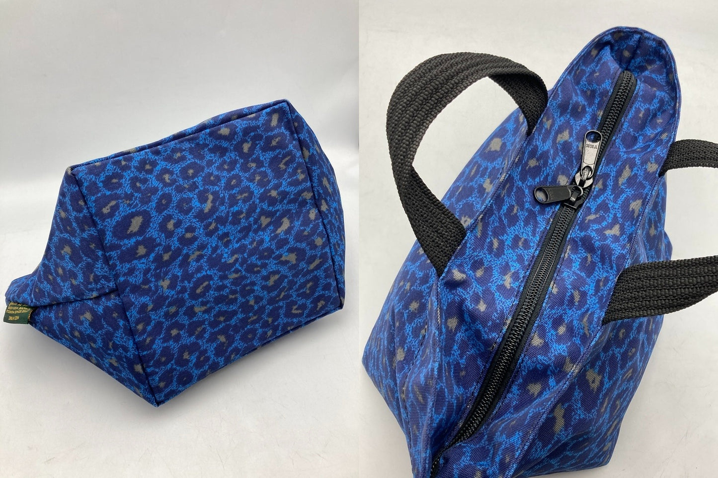 Herve chapelier エルベシャプリエ ナイロン 舟型 トートS ヒョウ柄 パンサー ブルー 中古 D4