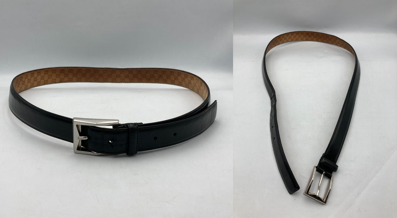 GUCCI グッチ レザー バックルベルト 90cm メンズ 223901 中古 D4