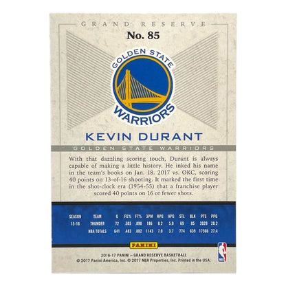 PANINI NBAカード GRAND RESERVE KEVIN DURANT WARRIORS #85 中古 IT2