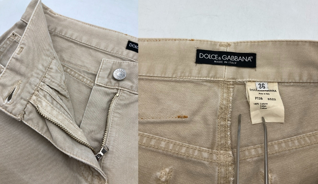 DOLCE&GABBANA ドルチェアンドガッバーナ コットン ストレートパンツ サイズ36 レディース 中古 D4