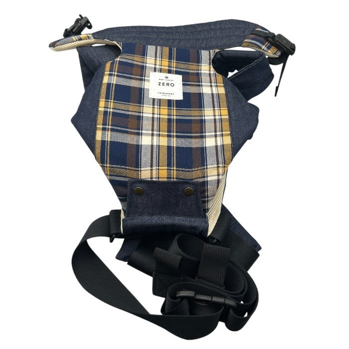 CUSE BERRY キューズベリー ZERO ゼロ 抱っこ紐 デニム チェック ベビー用品 新生児 縦抱き 対面抱き 中古 W4