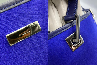 GUCCI グッチ サテン トートバッグ 002・1099 ブルー 中古 D4