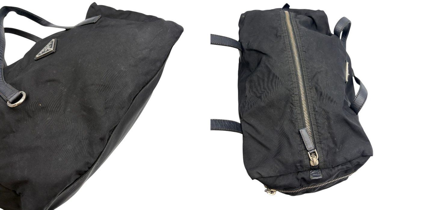 PRADA プラダ ミニ ボストンバッグ 三角ロゴ ブラック 鞄 小さめ ブランド レディース 中古 W1