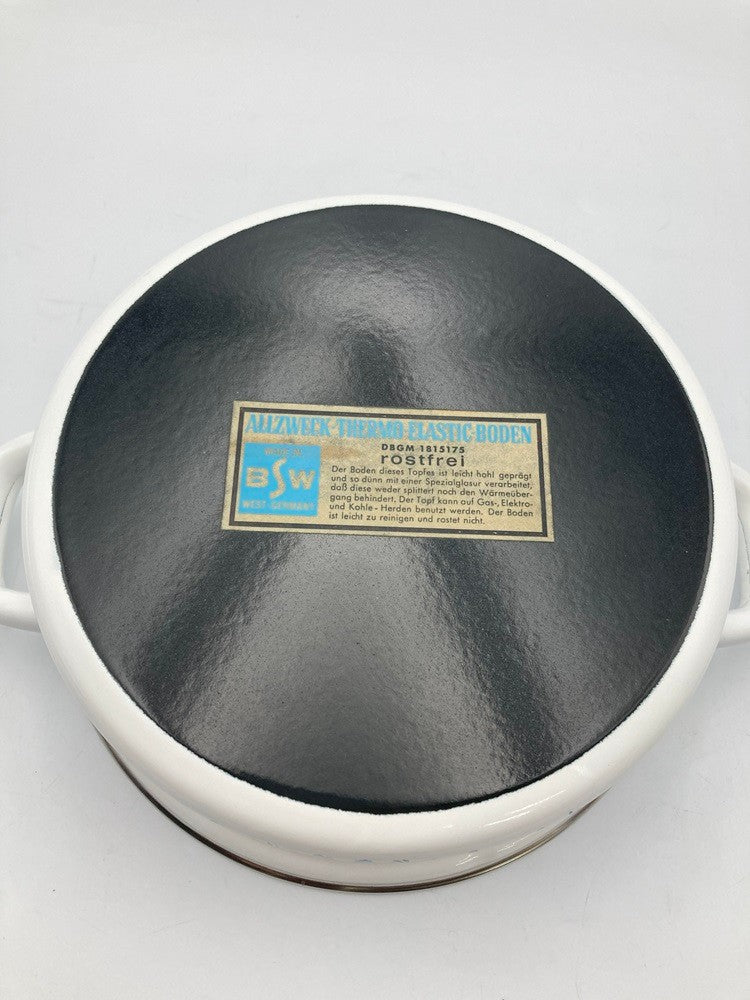 BSW-STAHL 旧西ドイツ ババリア製 ブルーオニオン柄 ホーロー 両手鍋 中古 D4
