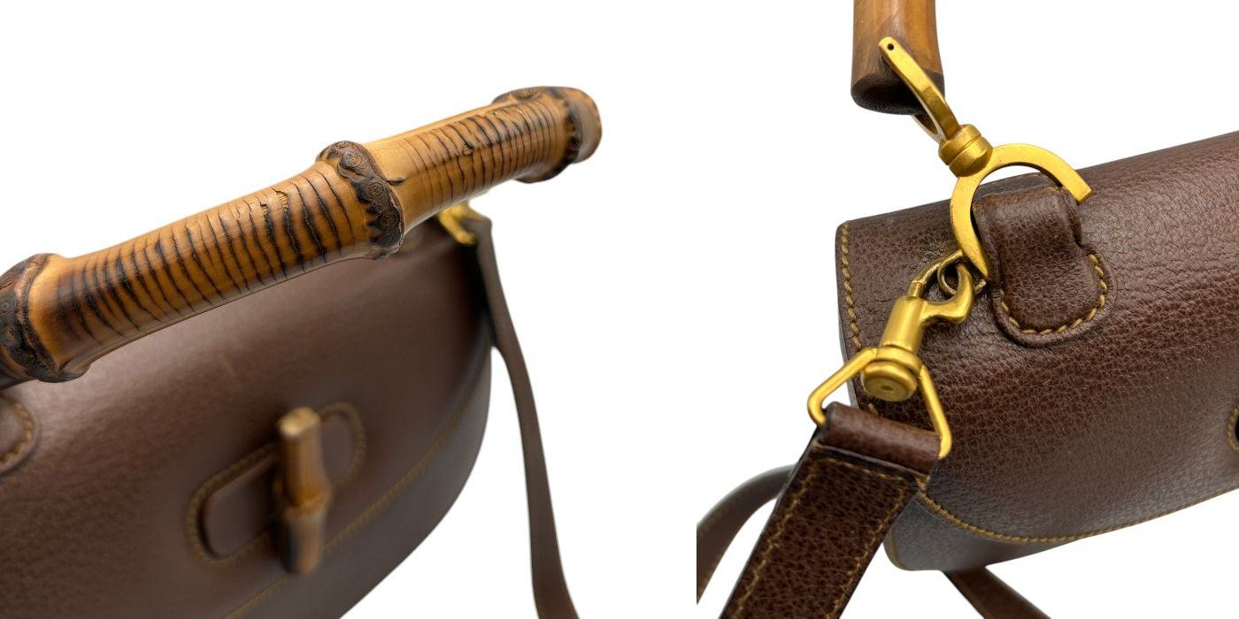 GUCCI グッチ バンブー 2WAY ショルダーバッグ 000.1448.0633 ハンドバッグ 鞄 おしゃれ 希少 ブラウン ブランド レディース 中古 W４