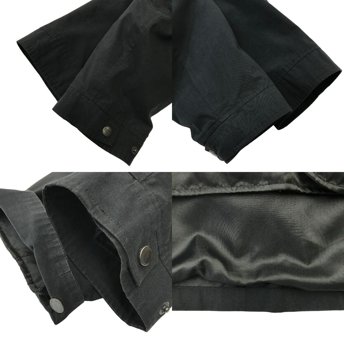 BURBERRY バーバリー コート メンズ ダウンライナー/フード付 コットン 裏地チェック柄 ブラック Mサイズ BBB85-585-09 中古 T1