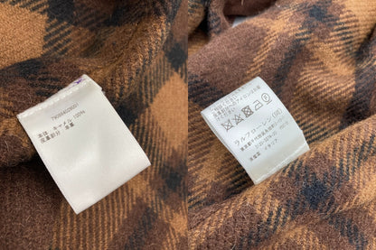 RALPH LAUREN ラルフローレン パープルレーベル キャメルヘア チェックシャツ サイズXS メンズ 中古 D4