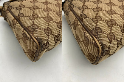 GUCCI グッチ GGキャンバス ハンドバッグ アクセサリーポーチ ブラウン 145750 中古 D4