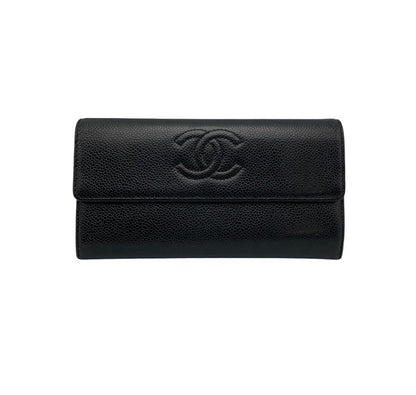 CHANEL シャネル キャビアスキン ココマーク 長財布 ブラック 中古 D4
