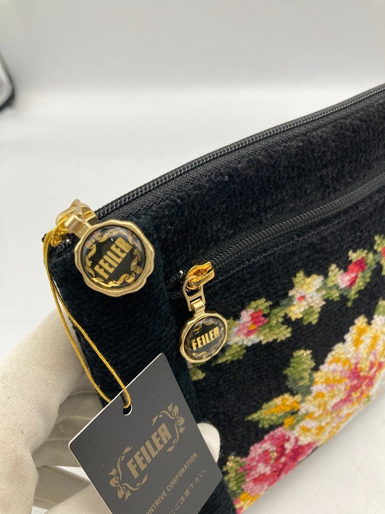 FEILER フェイラー シュニール織 花柄 ポーチ 中古 D4