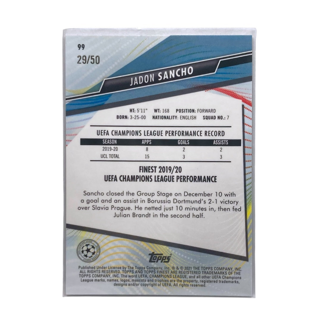 TOPPS サッカーカード FINEST JADON SANCHO DORTMUND /50 #99 中古 IT2