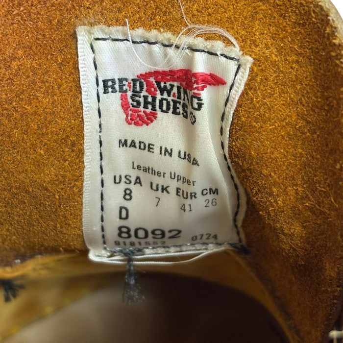 RED WING レッドウィング クラシックモック オックスフォード 8092 USA8 (約26cm) メンズ レザー 靴 シューズ 中古 W1