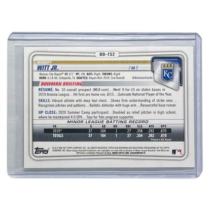 TOPPS MLBカード BOWMAN BOBBY WITT JR. KANSAS CITY ROYALS /250 #BD-152 中古 IT2