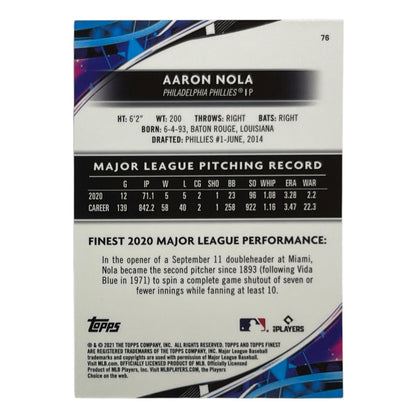 TOPPS MLBカード FINEST AARON NOLA PHILADELPHIA PHILLIES /99 #76 中古 IT2