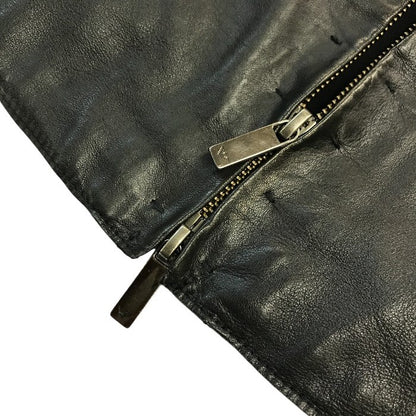 EMPORIO ARMANI エンポリオアルマーニ レザージャケット メンズ ラムレザー フルジップ フード 異素材 切り替え ブラック 48サイズ P1R10P P1P17 中古 T1