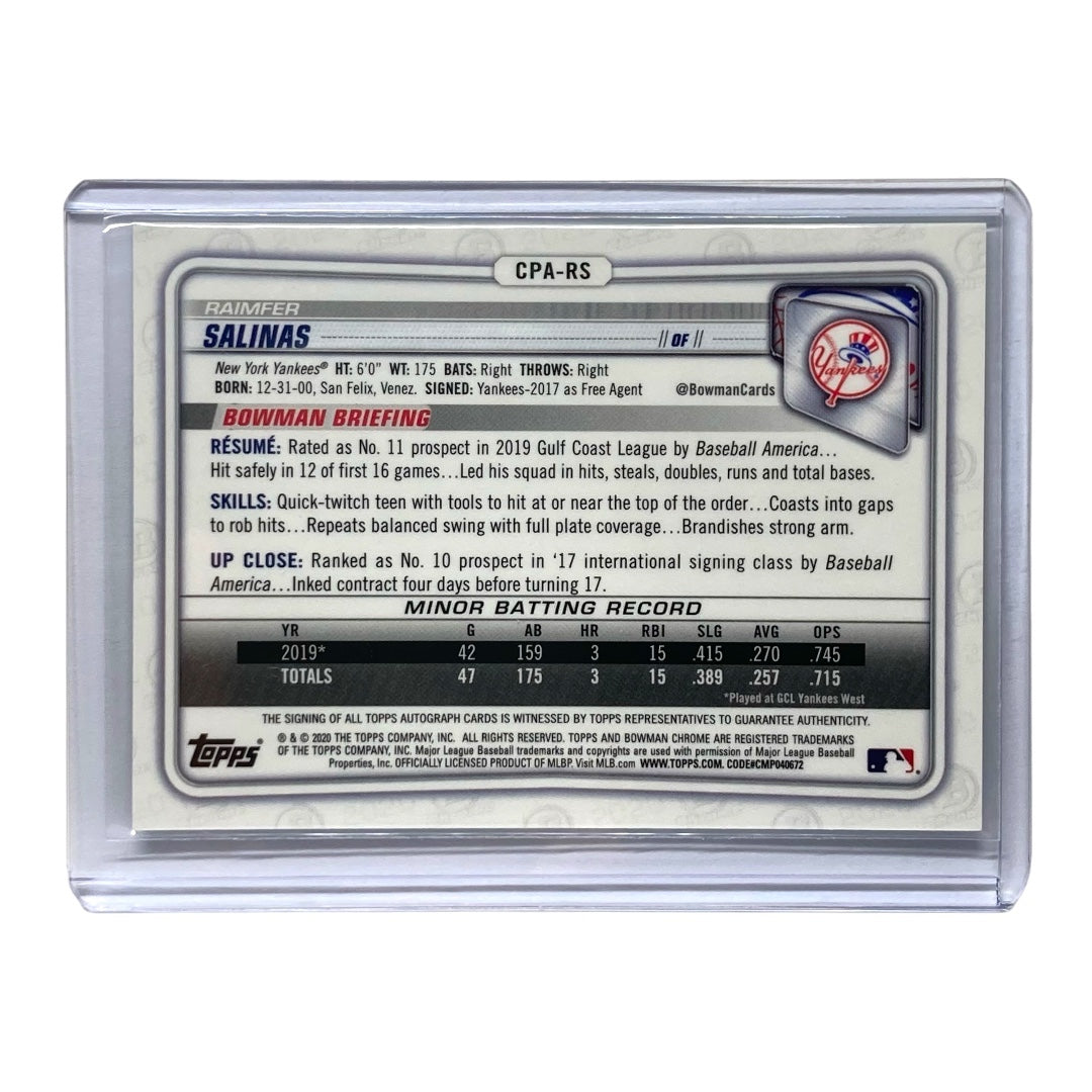 TOPPS MLBカード BOWMAN CHROME RAIMFER SALINAS YANKEES 74/99 #CPA-RS 中古 IT2