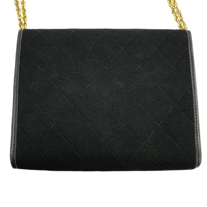 CHANEL シャネル ショルダーバッグ レディース コットンジャージ マトラッセ チェーンショルダー ココマーク ヴィンテージ ブラック 中古 T1