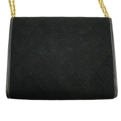 CHANEL シャネル ショルダーバッグ レディース コットンジャージ マトラッセ チェーンショルダー ココマーク ヴィンテージ ブラック 中古 T1
