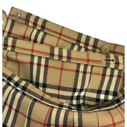 BURBERRY BLUELABEL バーバリー ブルーレーベル ラップスカート レディース ウール ミニ丈 ノバチェック プリーツ 巻きスカート ベージュ 38サイズ FXF21-851 中古 T1