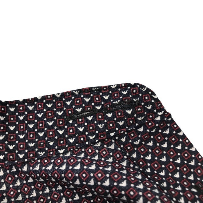 EMPORIO ARMANI エンポリオアルマーニ ドレスシャツ メンズ 夏 半袖 コットン 総柄 ロゴ ネイビー/レッド 6H1C09 XS カジュアル アルマーニ 中古 KW1