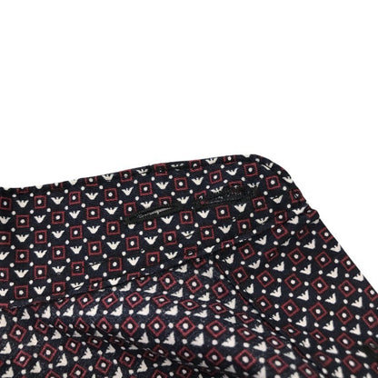 EMPORIO ARMANI エンポリオアルマーニ ドレスシャツ メンズ 夏 半袖 コットン 総柄 ロゴ ネイビー/レッド 6H1C09 XS カジュアル アルマーニ 中古 KW1