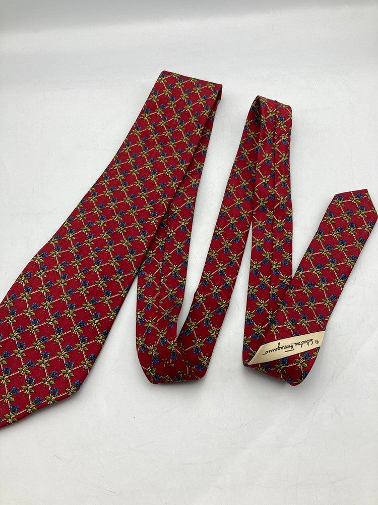 Salvatore Ferragamo サルヴァトーレフェラガモ 花柄 ネクタイ シルク100％ 中古 D4