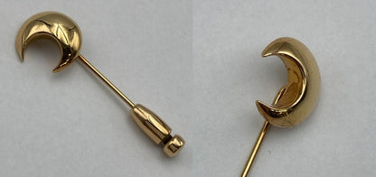 K18 三日月型 ピンブローチ/ラペルピン 中古 D4
