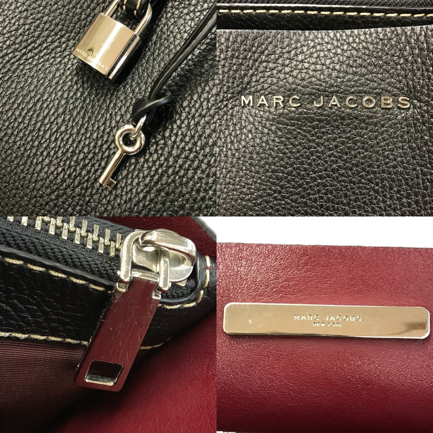 MARC JACOBS マークジェイコブス THE GRIND トートバッグ レディース レザー ショルダー シンプル 通勤 通学 ブラック M0012669 中古 T1