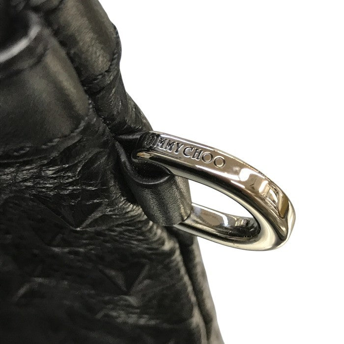 JIMMY CHOO ジミーチュウ DEREK クラッチバッグ ユニセックス デレク レザー セカンドバッグ スター星柄 エンボススタッズ ブラック 中古 T1