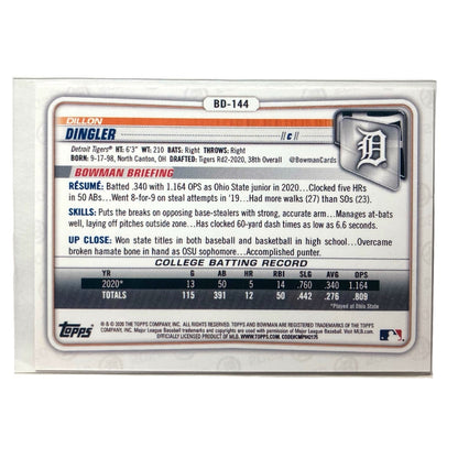 TOPPS MLBカード BOWMAN DILLON DINGLER TIGERS 6/25 #BD-144 中古 IT2