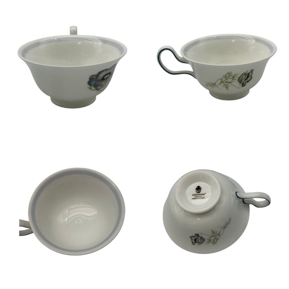 ウェッジウッド Wedgwood グレンミスト カップ＆ソーサー ペア 2点セット 洋食器 ブランド 花柄 おしゃれ 廃盤 中古 W1