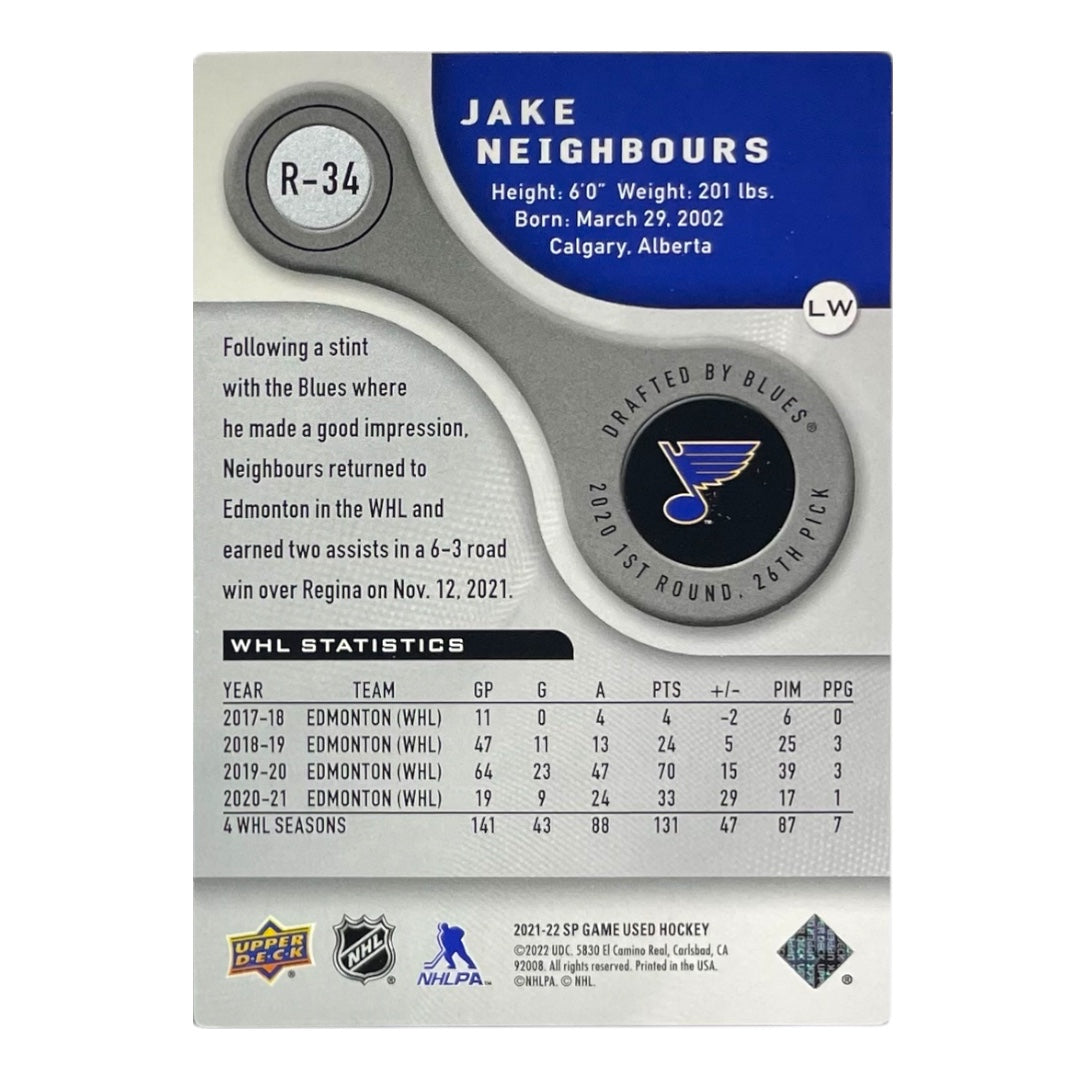UPPER DECK NHLカード SP GAME USED JAKE NEIGHBOURS BLUES /999 #R-34 中古 IT2