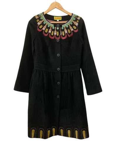 jocomomola ホコモモラ 刺繍 ビーズ ワンピース サイズ40 ブラック 中古 D4