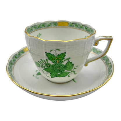HEREND ヘレンド アポニーグリーン カップ&ソーサー 洋食器 ブランド おしゃれ 紅茶 1客 中古 W４