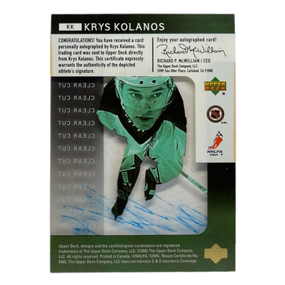 UPPER DECK NHLカード ICE CLEAR CUT KRYS KOLANOS PHOENIX COYOTES #KK 中古 IT2