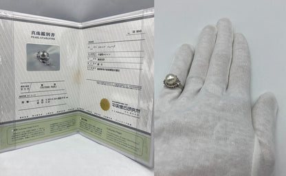 田崎真珠/TASAKI Pt900 パール9mm ダイヤ0.43ct リング 7号 中古 D4