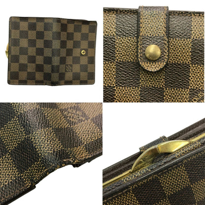 LOUIS VUITTON ルイヴィトン ダミエ エベヌ ポルトモネ・ビエ・ヴィエノワ 財布 レディース 2つ折り がま口 小銭入れあり ブラウン N61664 中古 T1