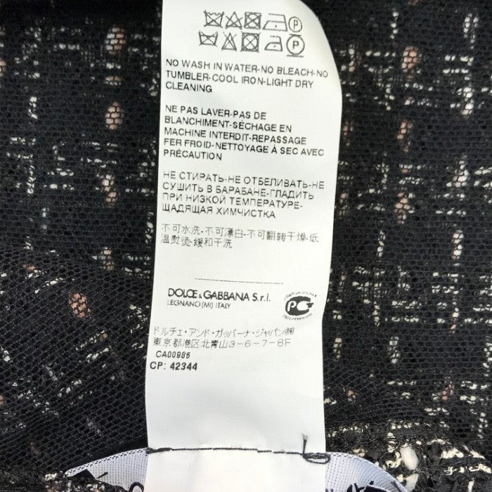 DOLCE＆GABBANA ワンピース レディース コットン ツイード ノースリーブ 膝丈 カットオフ 切りっぱなし ブラック 42サイズ F68C7T 中古 T1