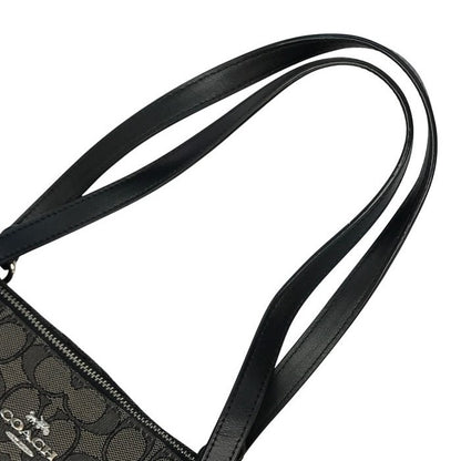 COACH コーチ シグネチャー トートバッグ レディース キャンバス/レザー ハンドバッグ A4収納可 グレー/ブラック F29958 中古 T1