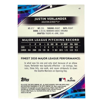 TOPPS MLBカード FINEST JUSTIN VERLANDER HOUSTON ASTROS /300 #41 中古 IT2