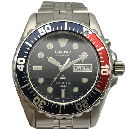 SEIKO セイコー KINETIC SPORTS 200 腕時計 メンズ アナログ クォーツ SS キネティック スポーツ ダイバーズ シルバー/ネイビー 5M43-0A40 中古 T1