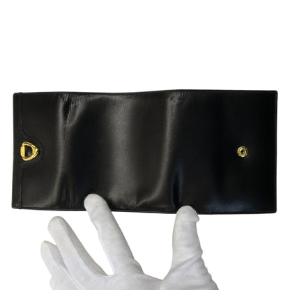 CELINE セリーヌ 財布 レディース 三つ折り レザー ゴールド金具 コンパクト ブラック 中古 T1