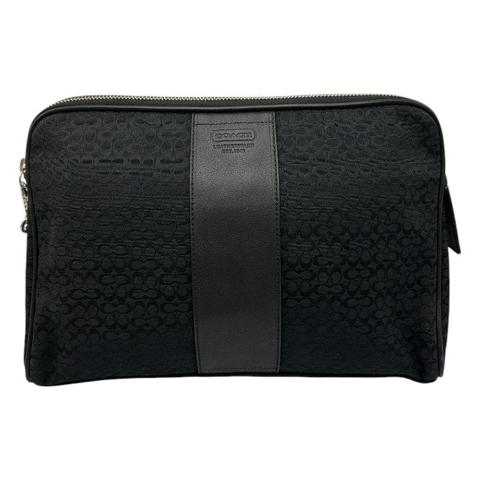 COACH コーチ ミニシグネチャー セカンドバッグ F05094 メンズ レディース ブラック お出かけ 中古 W４