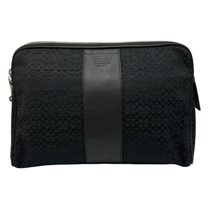 COACH コーチ ミニシグネチャー セカンドバッグ F05094 メンズ レディース ブラック お出かけ 中古 W４