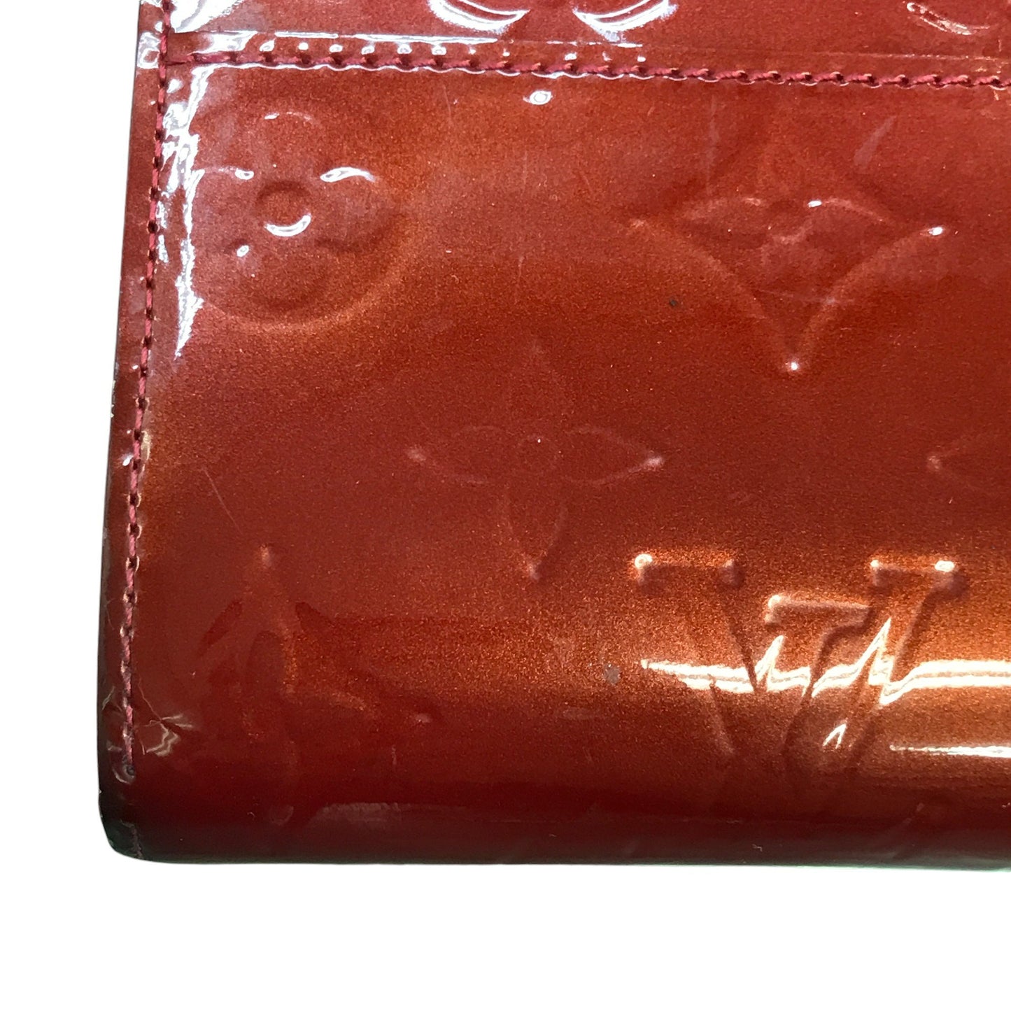 LOUIS VUITTON ルイヴィトン ヴェルニ ポルトフォイユ サラ 長財布 レディース 二つ折り ボタン エナメル ポムダムール M93530 中古 T1