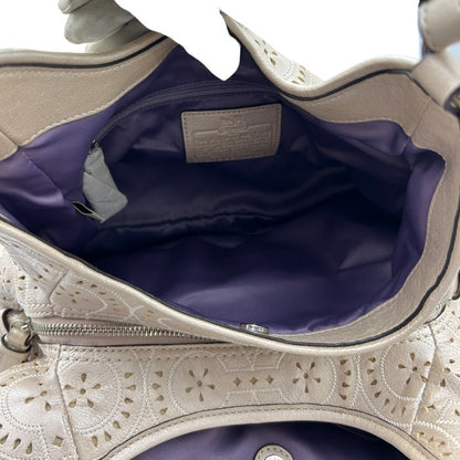 COACH コーチ マディソン マギー パンチングレザー トートバッグ 19625 本革 鞄 ブランド レディース パールベージュ 中古 W４