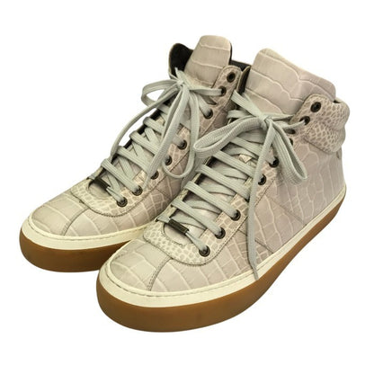 JIMMY CHOO ジミーチュウ スニーカー メンズ ハイカット クロコ型押し レザー ロゴソール ホワイト系 43サイズ 中古 T1